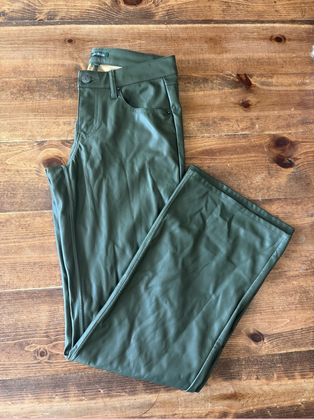 wild fable Olive Green Faux Leather Flare Pants